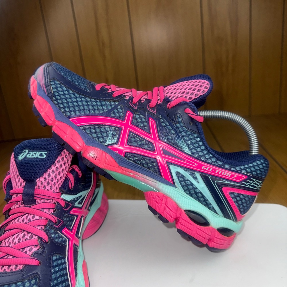Asics Gel-Flux 2 Womens Running Shoes Navy Pink Mint T558Q Size 9